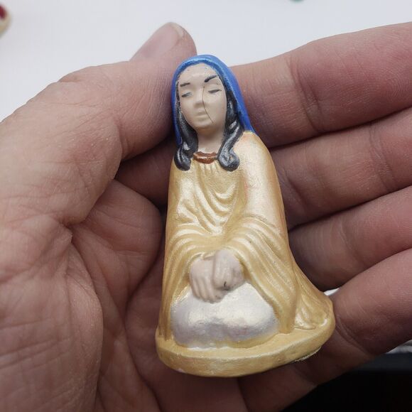 16 Piece Vintage 1983‎ Hand Painted Ceramic Nativity Set 4" Tallest Pieces - Picture 12 of 16